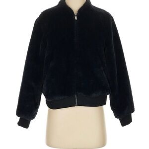 Banana Republic Black Faux Fur Bomber Jacket